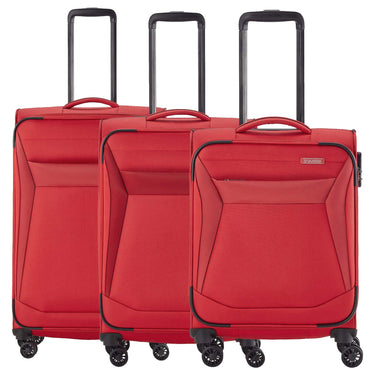 Travelite Chios - Ensemble de valises à 4 roulettes 3 pièces (rouge)