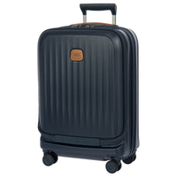 Brics Taormina - Trolley cabine 4 roulettes avec poche avant 55 cm USB intégré (Couleur : bleu)