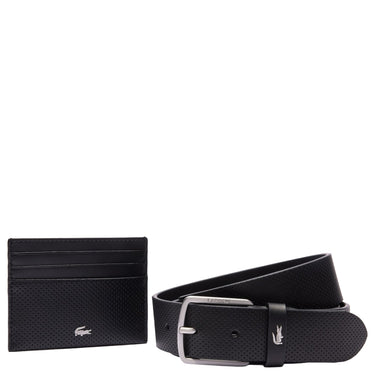 Lacoste Accessoire Coffret cadeau - Porte-cartes 6cc et Ceinture cuir (black, 95 cm)