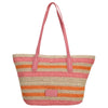 Seidenfelt Savonlinna - Cabas 47 cm (natural straw with pink&orange stripes)