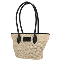 Seidenfelt Savonlinna Tulip - Sac cabas 33,5 cm (paille naturelle avec noir)