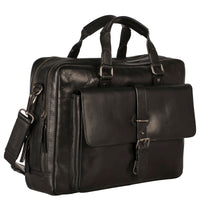 Leonhard Heyden Roma - Mallette 2 Compartiments avec Poche Avant Cuir 15" 41 cm (noir)