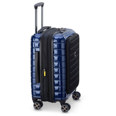 Delsey Paris Shadow 5.0 - 4 - Rollen - Kabinentrolley mit Vordertasche S 55 cm erw. USB (marineblau) - Markenkoffer