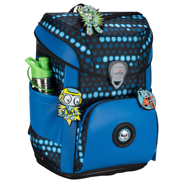 DerDieDas ErgoFlex Easy Exklusiv Superflash - Schulranzen Set 5 tlg. 950g (Blue Robot) - Markenkoffer