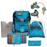 DerDieDas ErgoFlex Exklusiv LED - Schulranzen Set 5tlg. 800g (Rainbow Star) - Markenkoffer