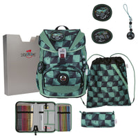 DerDieDas ErgoFlex Light Exklusiv Superflash - Schulranzen Set 5tlg. 800g (Super Truck) - Markenkoffer