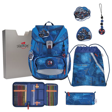 DerDieDas ErgoFlex Light - Schulranzen Set 5tlg. 800g (Turbo Speed) - Markenkoffer