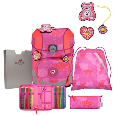 DerDieDas ErgoFlex Tiny - Schulranzen Set 5tlg. 900g (Roses) - Markenkoffer