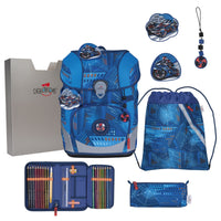 DerDieDas ErgoFlex Tiny - Schulranzen Set 5tlg. 900g (Turbo Speed) - Markenkoffer