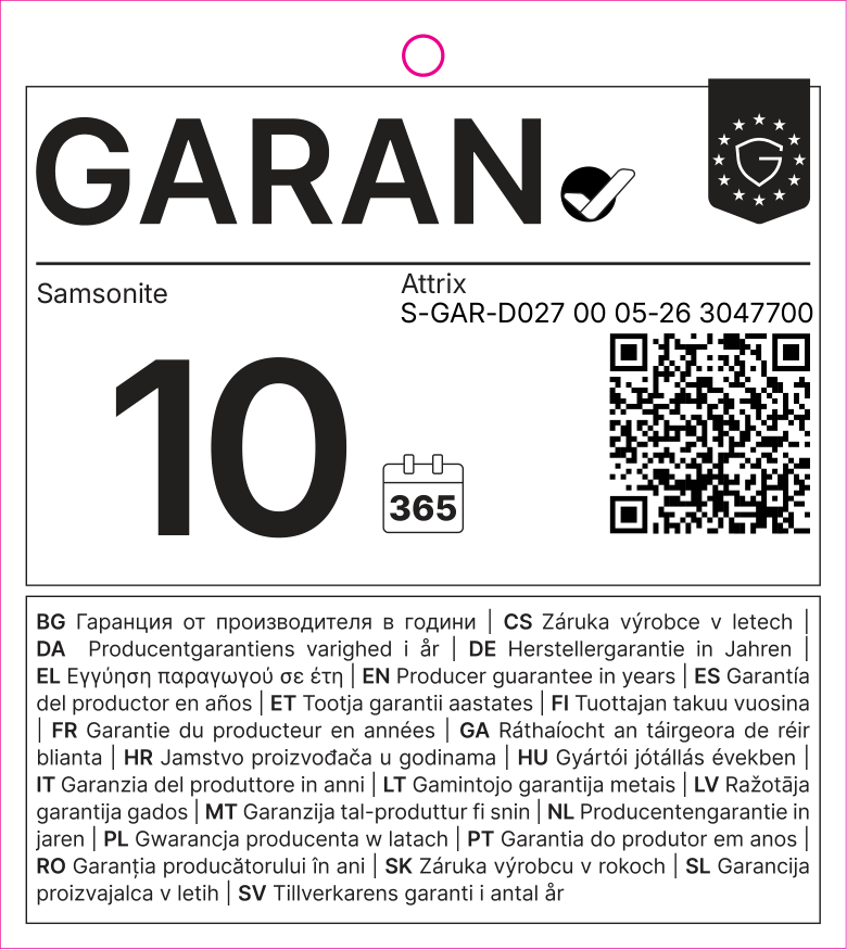 EU-GARAN-Label: Herstellergarantie in Jahren: 10 – Samsonite