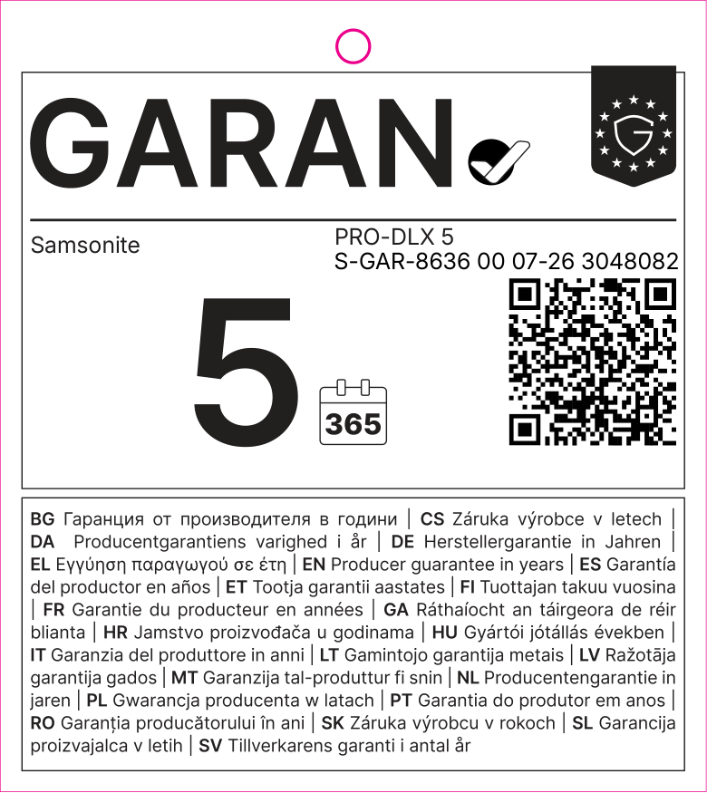 Label GARAN de l’UE : garantie du producteur en années: 5.0 – Samsonite