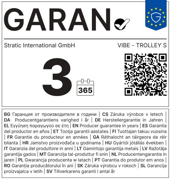 Label GARAN de l’UE : garantie du producteur en années: 3 – Stratic