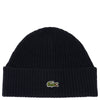 Lacoste Unisex Beanie - Bonnet en laine côtelée (bleu marine/farine)