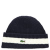 Lacoste Unisex Beanie - Bonnet en laine côtelée (bleu marine/farine)