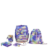 Lässig School Set Boxy Unique - Schulranzen Set 7tlg. (Gradient Green/Purple) - Markenkoffer