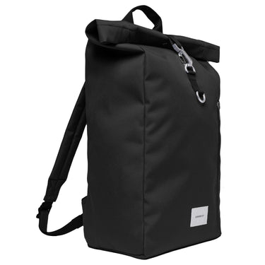 Sandqvist Icon Rolltop - Rucksack L 16" 65 cm erw. (black/ black with black leather) - Markenkoffer