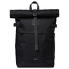 Sandqvist Icon Rolltop - Sac à dos M 14" 60 cm (noir/noir avec cuir noir)
