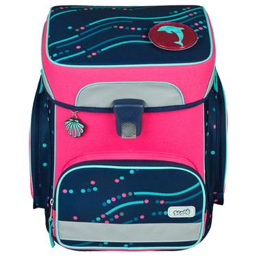 Scooli EasyFit Glow DIN - Schulranzen Set 5tlg. (Dotty Dolphin) - Markenkoffer
