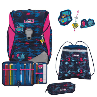 Scout Alpha DIN - Schulranzen Set 4 tlg. (Magic Sea) - Markenkoffer