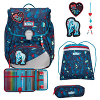 Scout Alpha Exklusiv LED - Schulranzen Set 4tlg. (White Unicorn) - Markenkoffer