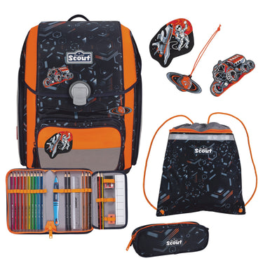 Scout Genius DIN - Schulranzen Set 4 tlg. mit Turnbeutel (Space Data) - Markenkoffer