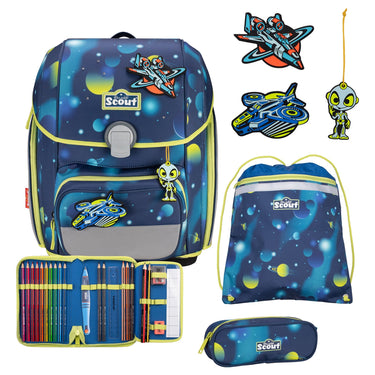 Scout Genius Exklusiv LED - Schulranzen Set 4tlg. (Planets) - Markenkoffer