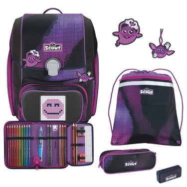 Scout Genius Exklusiv "Movie Star" - Schulranzen Set 5tlg. (Pink Pixel) - Markenkoffer