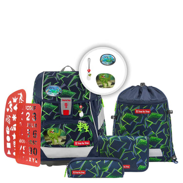 Step by Step 2in1 Plus - Schulranzen Set 6tlg. (Wild T - Rex Taro) - Markenkoffer