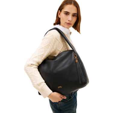 Tommy Hilfiger City Leather Hobo - Schultertasche 36 cm (black) - Markenkoffer