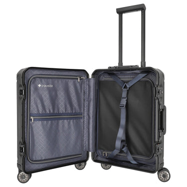 Travelite Next - 4-Rollen-Kabinentrolley mit Vortasche S 55 cm (black) - Ansicht 6