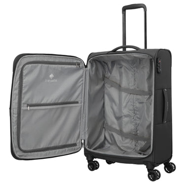 Travelite Umbria - 4 - Rollen - Trolley M 67 cm erw. (schwarz) - Markenkoffer