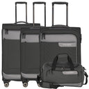 Travelite Viia - 4 - Rollen - Trolley Set 4tlg. S/M erw./L erw. + Reisetasche (Schiefer) - Markenkoffer