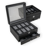 Windrose Tempora - Uhrenkoffer (für 8 Uhren) 26.5 cm (schwarz) - Markenkoffer